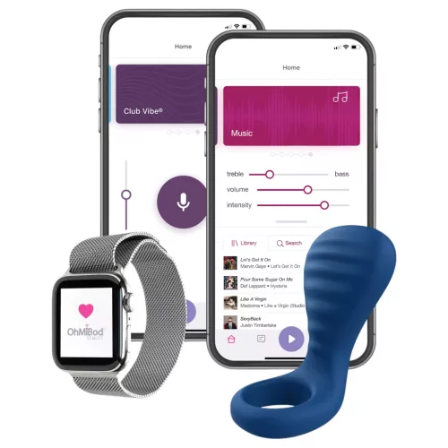 / OhMiBod Bluemotion Nex 3 - okos, vibrációs péniszgyűrű (kék)
