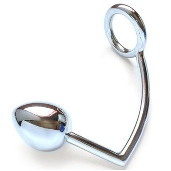 Metalhard rozsdamentes acél péniszgyűrű análkúppal 45mm