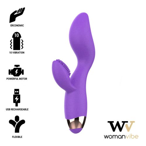 Womanvibe Donna szilikon vibrátor klitoriszkarral - lila
