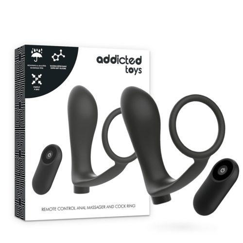 ADDICTED TOYS REMOTE CONTROL  ANAL MASSAGER AND COCK RING WITH VIBRATOR