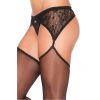 LEG AVENUE – fekete, hímzett harisnya kapoccsal