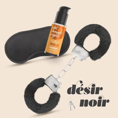 Crushious Bondage szett Puha bilincs, szemkötő, síkosító 50 ml fekete