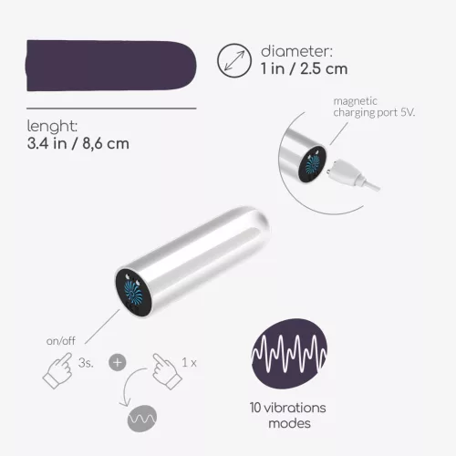 Quackers Vibrátor USB töltés 10 rezgésmód vízálló fehér 8,6 cm