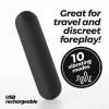 Crushious Vibrátor 10 mód vízálló USB-töltés 7,6 cm fekete
