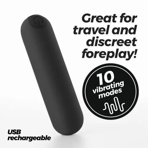 Crushious Vibrátor 10 mód vízálló USB-töltés 7,6 cm fekete