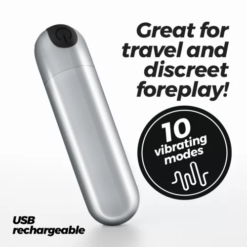 Crushious Vibrátor Rezgő 10 mód USB töltés Szilícium 7,6 cm ezüst