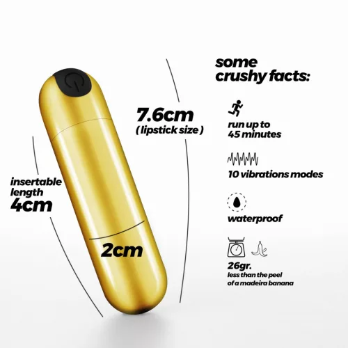 Crushious Vibrátor Rezgő 10 mód Vízálló 7,6 cm Arany