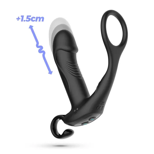 Crushious prosztata masszírozó cockringgel távirányítós 14 cm fekete