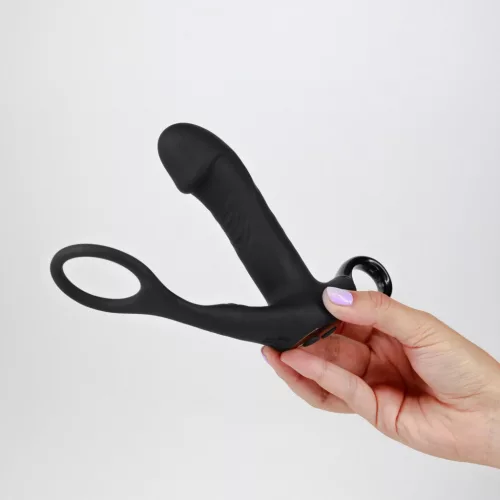 Crushious prosztata masszírozó cockringgel távirányítós 14 cm fekete