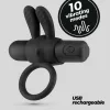 Crushious Péniszgyűrű Újratölthető, 10 módos vibráció 7,8 cm fekete
