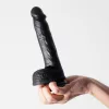 Crushious Dildó Erős tapadókorong, Rugalmas, Vízálló 22 cm fekete