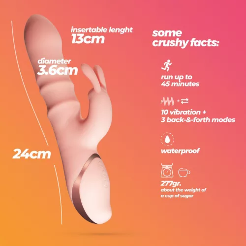 Crushious Vibrátor Rezgő 10 mód, 3 mozgó gyűrű USB-töltés