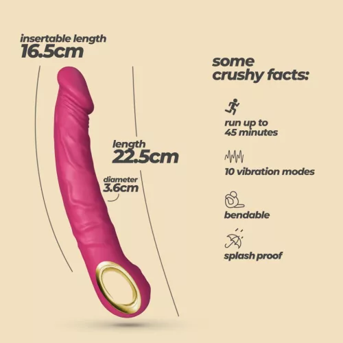 Crushious Vibrátor 10 mód, hajlítható 22,5 cm rózsaszín
