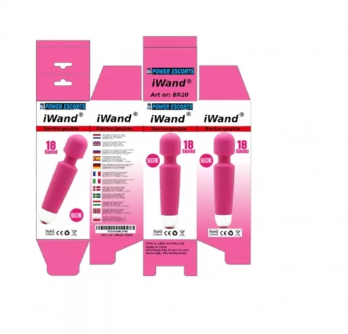 Power Escorts Wand masszírozó 18 sebesség 20 cm rózsaszín szilikon újratölthető