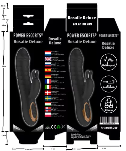 Power Escorts Vibrátor Rezgő, Kettős stimuláció USB töltés 22,6 cm fekete-arany