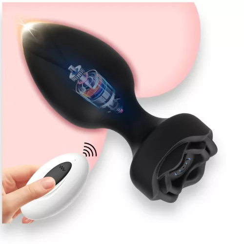 Power Escorts Princess Plug távirányítós fekete dugó USB töltés 10 funkció