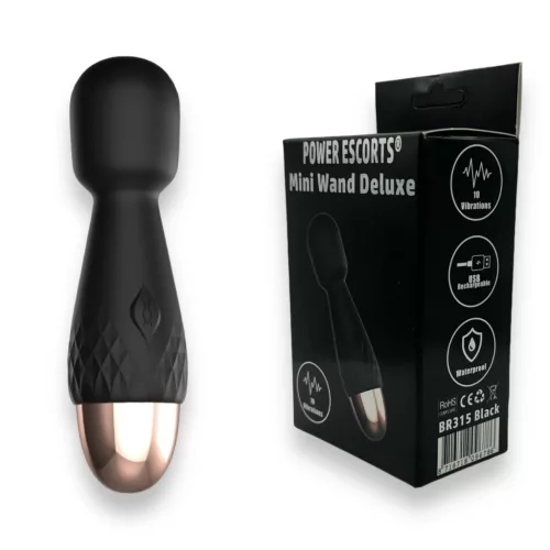 Power Escorts Wand masszírozó 10 rezgésmód vízálló USB töltés 11,6 cm fekete