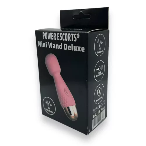 Power Escorts Wand masszírozó 10 mód vízálló USB töltés 11,6 cm rózsaszín szilikon