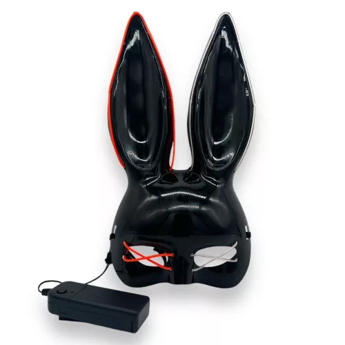 Kinky Pleasure Maska króliczka Podświetlés LED, állítható fekete