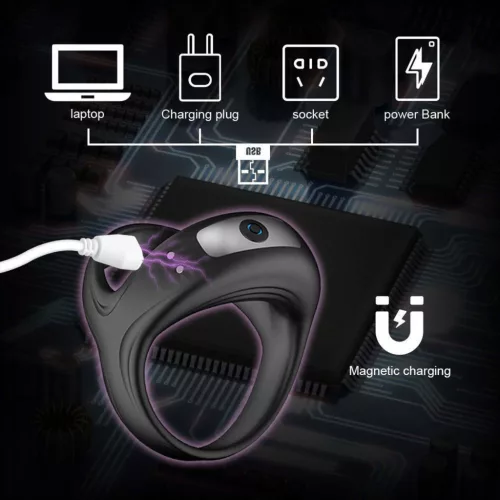 Lovesecret Péniszgyűrű Rezgő, USB-töltős, vízálló 6,7 cm fekete
