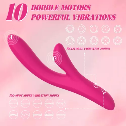 Kinky Pleasure Vibrátor Dual motor, 10 fokozat, vízálló 23,5 cm rózsaszín