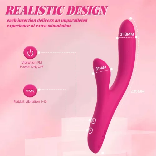 Kinky Pleasure Vibrátor Dual motor, 10 fokozat, vízálló 23,5 cm rózsaszín