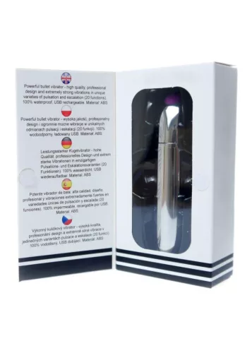 Stymulator Vibrátor USB töltés 20 mód vízálló ezüst