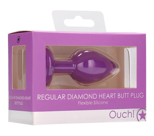 Diamond Heart – prémium anális plug, lila színben
