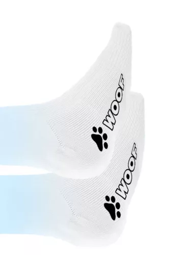 Woof Puppy - fehér-sárga kutyás zokni