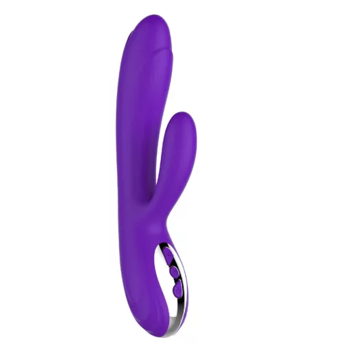 Vibrátor kettős rezgés, pulzáció, melegíthető USB töltés lila