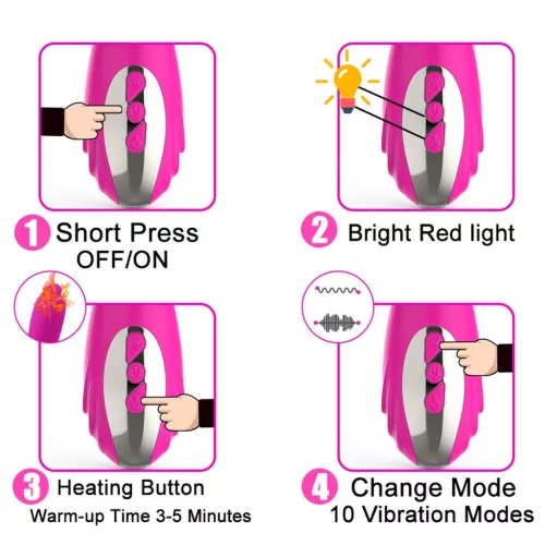 Vibrator duplarezgő, felfűthető, 10 mód, USB-töltés, vízálló, orvosi szilikon
