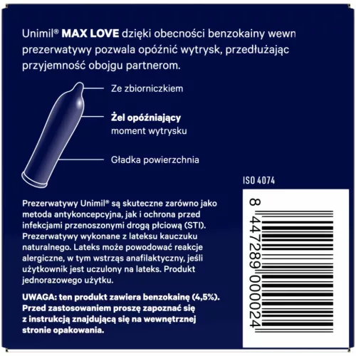 Unimil Max Love késleltető óvszer 3db