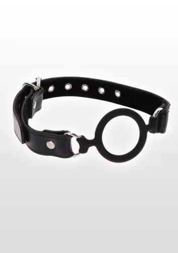 Open Ring Gag Szájpecek Nyitott Szájjal Fekete Regulálható Pánttal