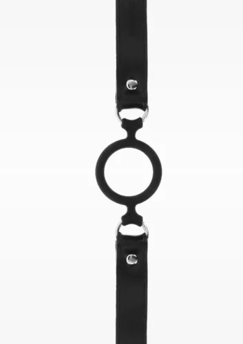 Open Ring Gag Szájpecek Nyitott Szájjal Fekete Regulálható Pánttal