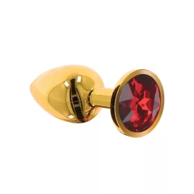 Anál plug arany alumínium piros akril díszítéssel