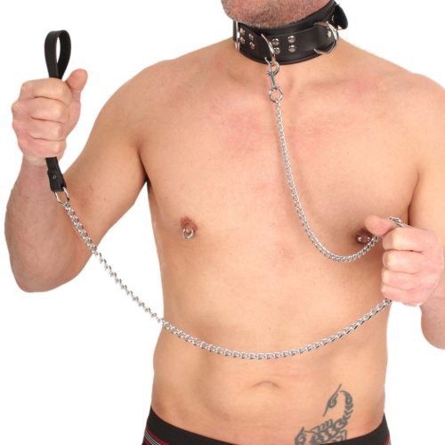 Prémium fekete bőr kutyapóráz