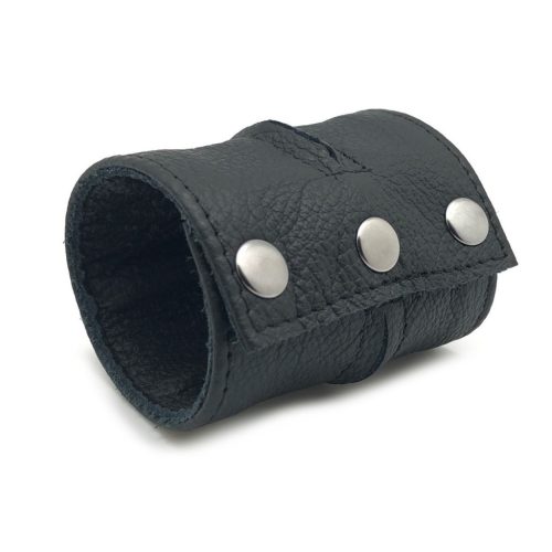 Bőr csuklópánt - fekete/fekete zipzárral