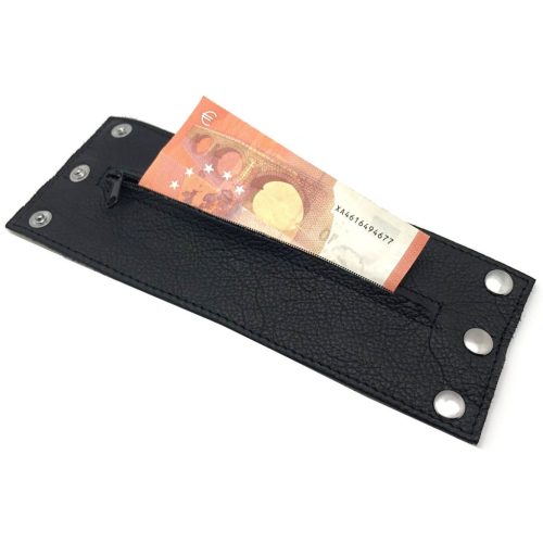 Bőr csuklópánt - Fekete/Fekete, zippel