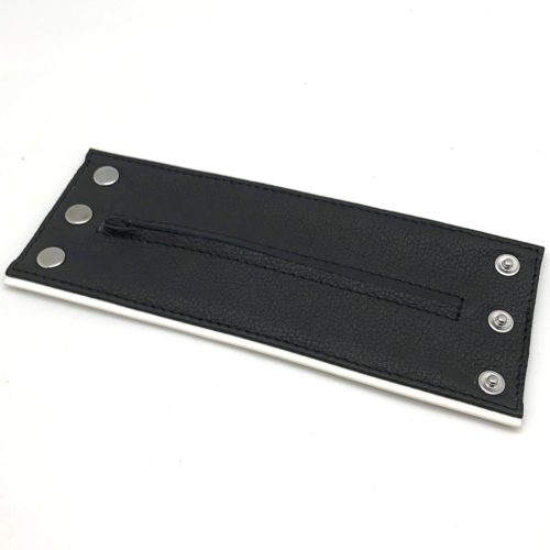 Bőr csuklópánt – Fekete/Fehér cipzárral