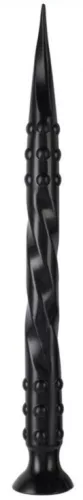 Prémium dildó - hegyes, csavart alakú, 65 cm fekete