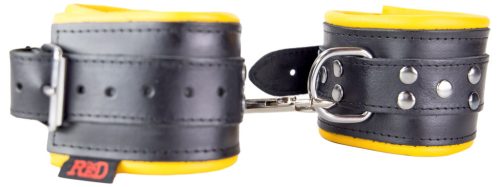 Párnázott bőr lábfogó - fekete/sárga prémium kiegészítő