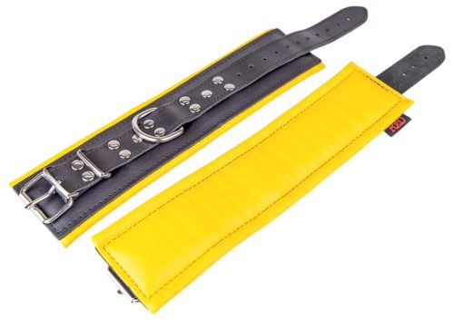 Párnázott bőr lábfogó - fekete/sárga prémium kiegészítő