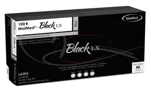 BLACK LX – pormentes fekete latex kesztyű 100 db