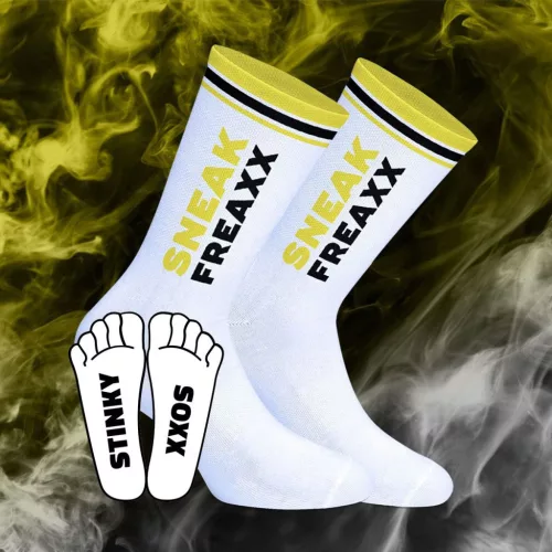 Stinky Soxx – fehér-sárga prémium zokni