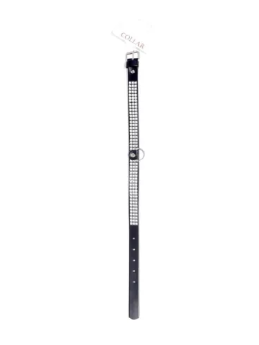 Fetish B Nyakörv Kristályokkal Állítható 36-42 cm Ezüst Színű 2 cm Széles