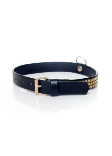 Fetish B nyakörv kristályokkal állítható 36-42 cm arany 2 cm széles