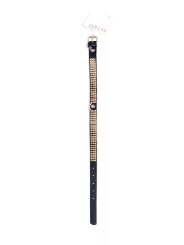 Fetish B nyakörv kristályokkal állítható 36-42 cm arany 2 cm széles
