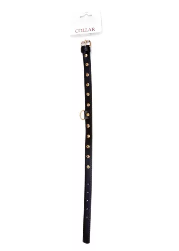 Fetish B nyakörv szabályozható, arany kristály dísz 2 cm széles 36-42 cm hosszú