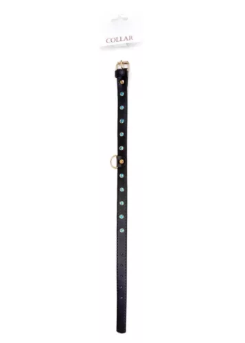 Fetish B nyakörv kristályokkal állítható 36-42 cm türkiz