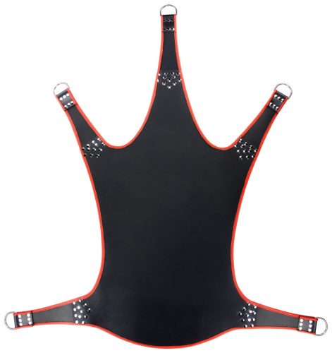 Bőr hinta 5 pontban – fekete-piros prémium kényelem